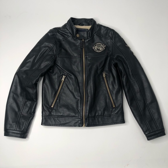 London Fog Other - London Fog Faux Leather Fleece Lined Black Motorcycle Zip-up Moto Rally Jacket